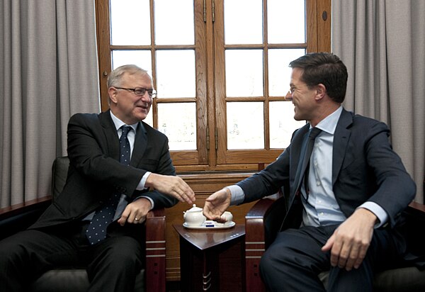 Olli Rehn with Prime Minister of the Netherlands Mark Rutte in 2012