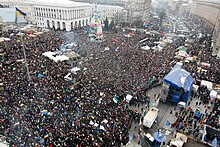 Protesters at a rally on Independence Square, 19 January 2014 Euromaidan 19 January 3.jpg
