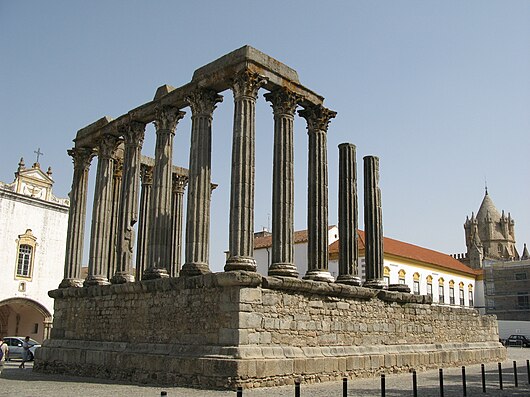 The Roman Temple of Évora (Liberatias Iulia), Alentejo, Portugal.