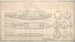 Technical drawing of the submarine Hajen, dated November 28 1902