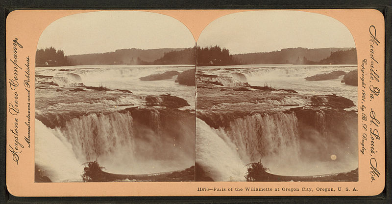 File:Falls of the Willamette at Oregon City, Oregon, U.S.A, by Keystone View Company.jpg