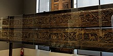 Wooden beams from the Fatimid palaces, similar to the spolia beams in the Mausoleum of Shajar al-Durr Fatimid palace wooden beams MIA 02.jpg