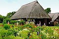 Flowers and thatched roofs