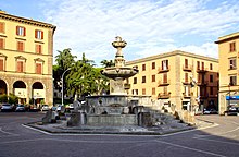 Fontana di Piazza della Rocca (12th–16th-century) in the center of Old Town Viterbo