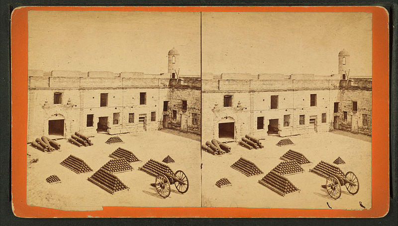 File:Fort Marion, interior, looking east, showing parapet walls and sentry box, heavy ordinance etc., St. Augustine, Fla, from Robert N. Dennis collection of stereoscopic views.jpg