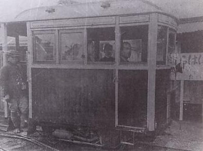 A former handcar converted with a petrol engine at Ohara