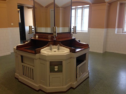 The washbasins of a 19th-century facility, still in use