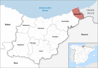 Die Lage der Comarca Bidasoaldea in der Provinz Gipuzkoa