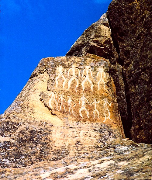 Petroglyphs in Gobustan, Azerbaijan, a UNESCO World Heritage Site, dating back to 10,000 BC