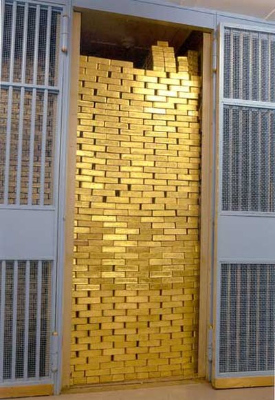 A gold vault at the Federal Reserve Bank of New York