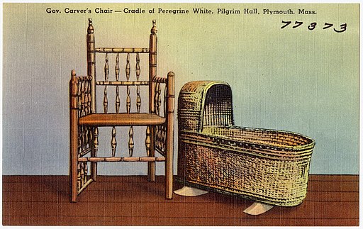 Gov. Carver's Chair -- Cradle of Peregrine White, Pilgrim Hall, Plymouth, Mass (77373)