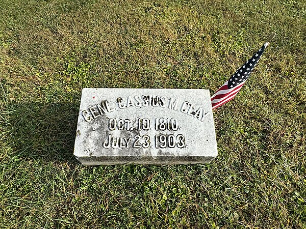 Clay's gravesite at Richmond Cemetery in Richmond, Kentucky.