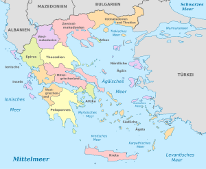 Greece, administrative divisions - de - colored.svg