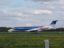 L'Embraer ERJ 135ER marche G-RJXP della compagnia aerea scozzese BMI Regional ripreso all'aeroporto.