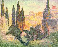 Henri-Edmond Cross: Cyprès à Cagnes (1901).