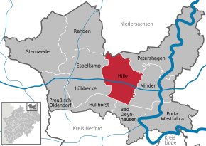 Poziția Hille pe harta districtului Minden-Lübbecke