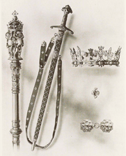 Depiction of the "Honours of the Principality of Wales" created for the 1911 for the investiture of Edward (later Edward VIII). Honours of the Principality of Wales (1911).png