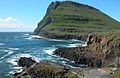 View northwards along the west coast. Seen from Hvalbiareiði. The mountain is called Grímsfjall.