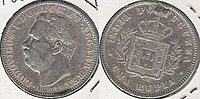 Coin of Portuguese India, one rupia of 1882. IPT001.JPG