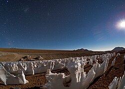Icy Penitentes by moonlight