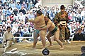 靖国神社奉納大相撲 相手は石浦関（2017年4月17日撮影）