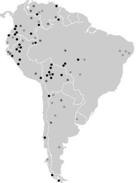 Language isolates of South America Isolates South America.png