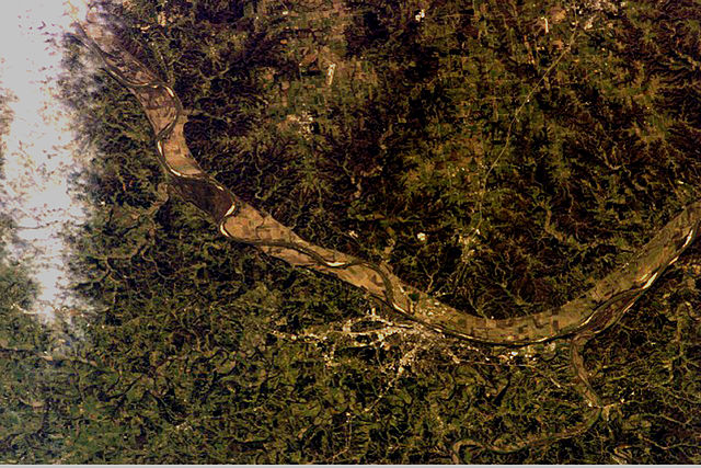 Photograph of Jefferson City and its geography from the International Space Station
