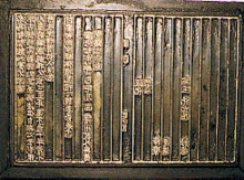 Movable type used in the creation of the earliest extant book printed using movable type, Jikji (1377) JikjiType.gif