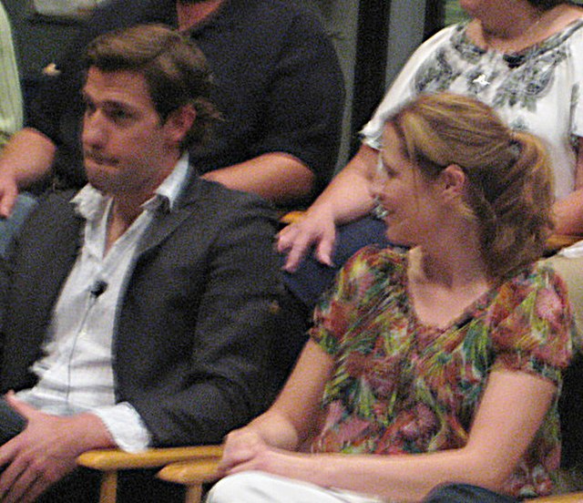 Krasinski with The Office co-star Jenna Fischer in 2009