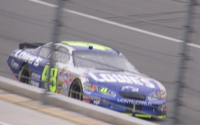 Johnson qualifying at Auto Club Speedway in 2005.