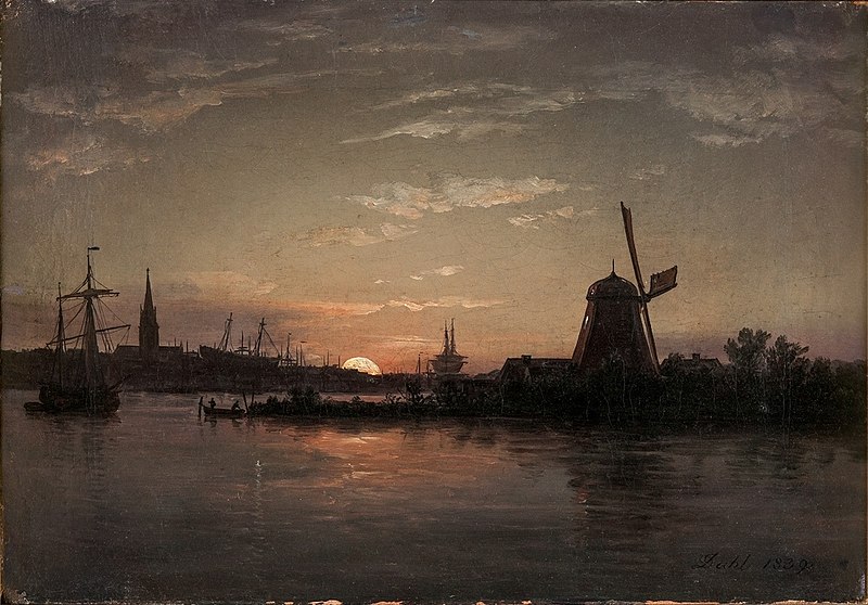 File:Johan Christian Dahl - The Oder near Swinemünde in Moonlight - Havn i måneskinn - KODE Art Museums and Composer Homes - BB.M.01005.jpg