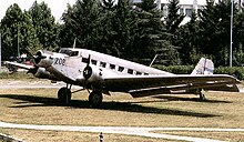 Junkers JU 52 im Luftfahrtmuseum am Flughafen in Belgrad, Serbien