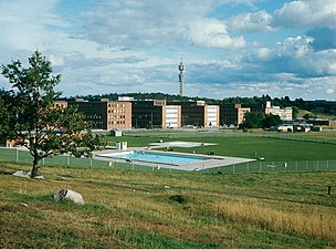 Kampementsbadet, 1967 med Sandhamnsgatan i bakgrunden.