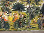 Pahari painting depicting women in Luanchari. c.1760 Kangra Painting.jpg