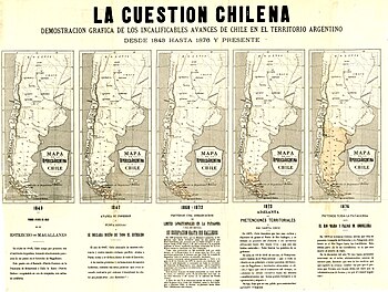 Maps showing the Argentine position, considering Chile's occupation of Southern Patagonia as a usurpation La Cuestion Chilena - NARA - 5675669.jpg