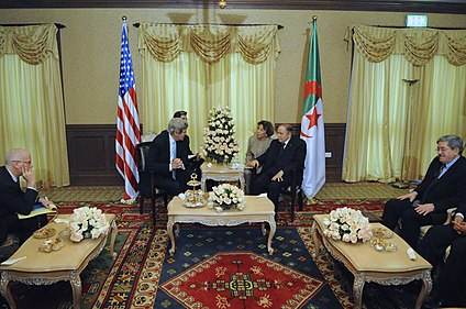 Bouteflika with U.S. Secretary of State John Kerry, Algiers, in 2014