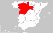 Peta Spanyol nuduhaké lokasi Castille-Leon