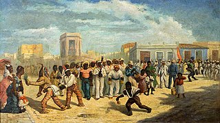Painting of Nañigo celebreation in Cuba, 1878.