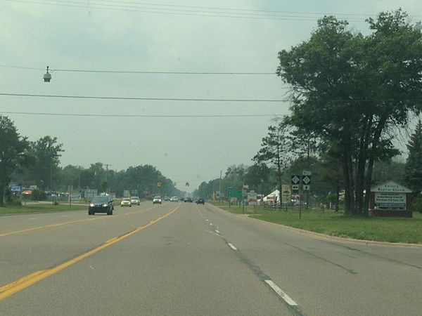 Junction of M-72 and M-93 west of Grayling, looking westbound