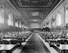 The Main Branch Reading Room, c. 1910-1920 Main Reading Room of the New York City Public Library on 5th Avenue ca, 1910-1920.jpg