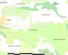 Mapa obce Coustaussa