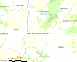 Mapa obce Saint-Christophe-le-Chaudry