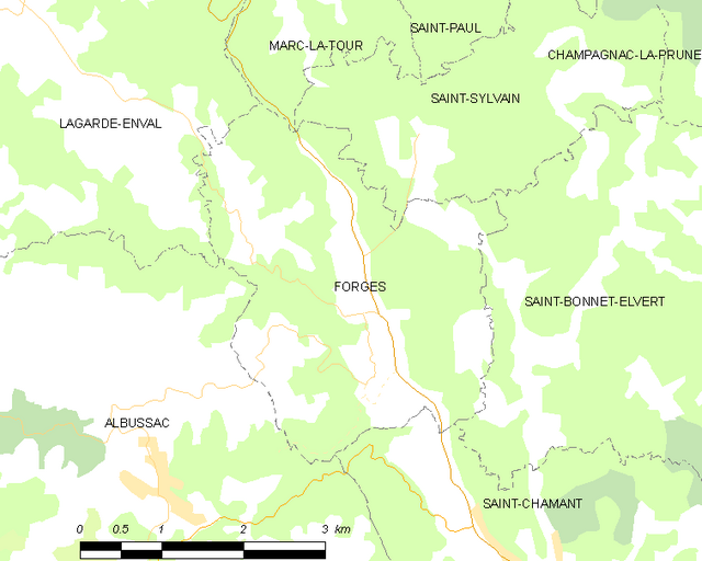 Poziția localității Forgès