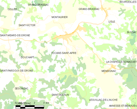 Mapa obce Tocane-Saint-Apre