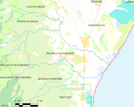 Mapa obce Prunelli-di-Fiumorbo