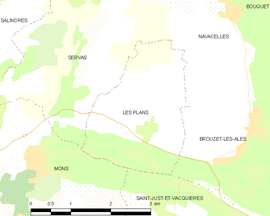 Mapa obce Les Plans
