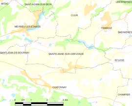 Mapa obce Sainte-Anne-sur-Gervonde