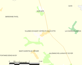 Mapa obce Villeneuve-Saint-Vistre-et-Villevotte