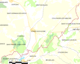 Mapa obce Condé-sur-Huisne