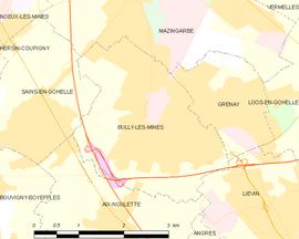 Mapa obce Bully-les-Mines